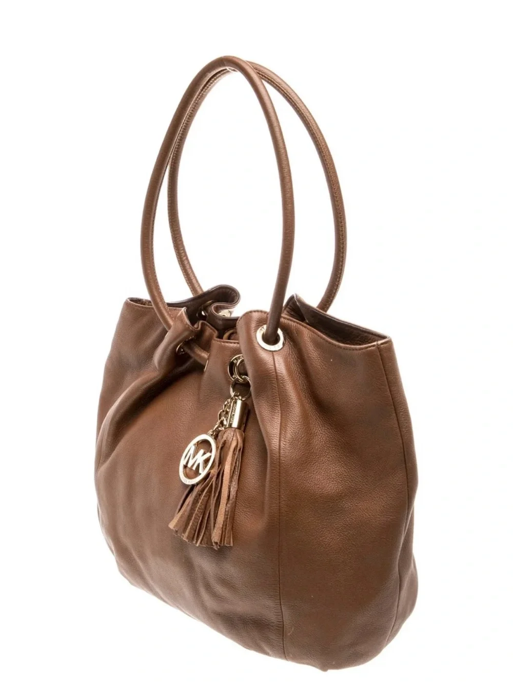 Michael Kors Cognac Leather Tassel Drawstring Tote or Shoulder bag